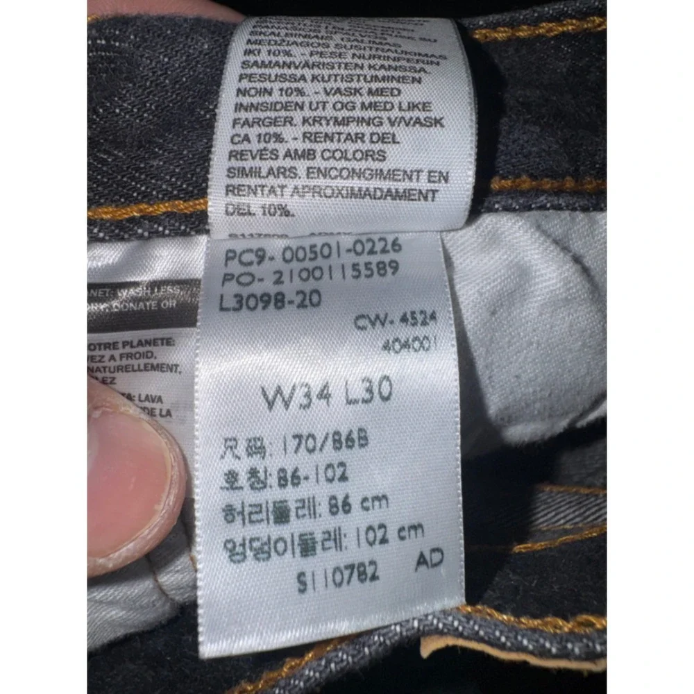 Mens 34x30 Levi's 501 Original Fit Jeans Black Excellent Straight Leg Denim